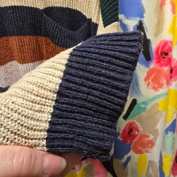 Madewell Thompson Pocket Pullover striped knit long sleeve crewneck sweater XL - Picture 5 of 9